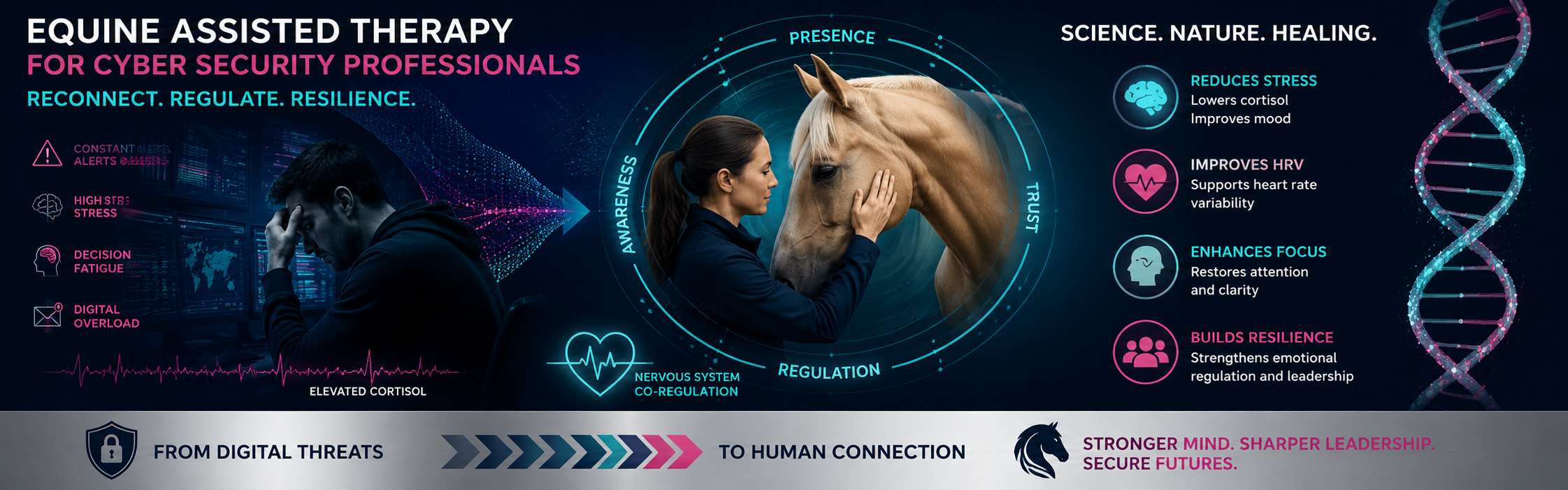 Equine Assisted Therapy and Cybersecurity Wellness: Reconnecting the Human Nervous System